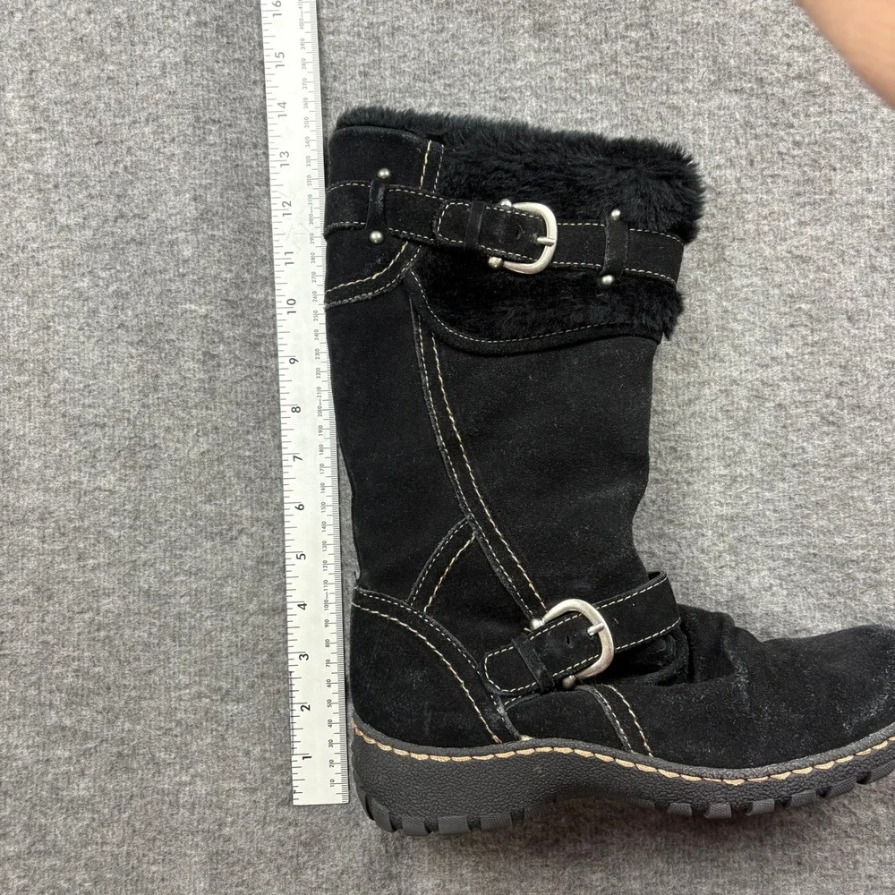 BareTraps Bakan Women 8M Black Suede‎ Faux Fur Lined Mid Calf Boots Cozycore